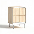 Mobiletto in legno chiaro con quattro ante e struttura metallica 40 x 40 x 80cm