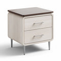 Comodino in legno con due cassetti e piano in melaminico marrone 45 x 40 x 50cm