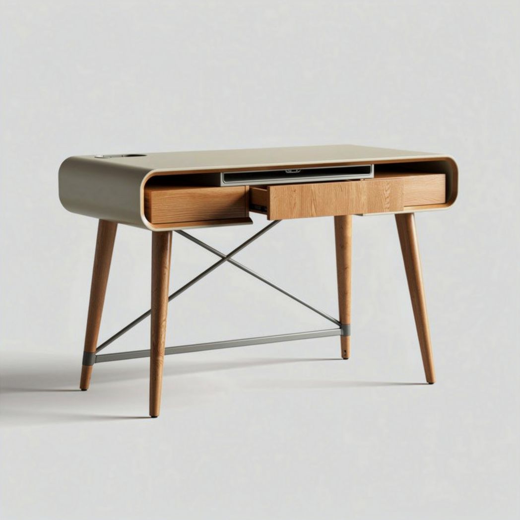 Scrivania in legno con cassetto e struttura metallica 120 x 60 x 75cm