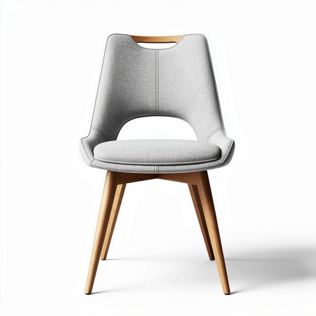 Sedia moderna in tessuto grigio con gambe in legno dimensioni 45 x 50 x 85cm