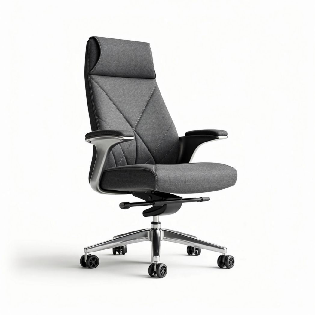 Sedia da ufficio ergonomica in tessuto grigio con base girevole 60 x 60 x 120cm