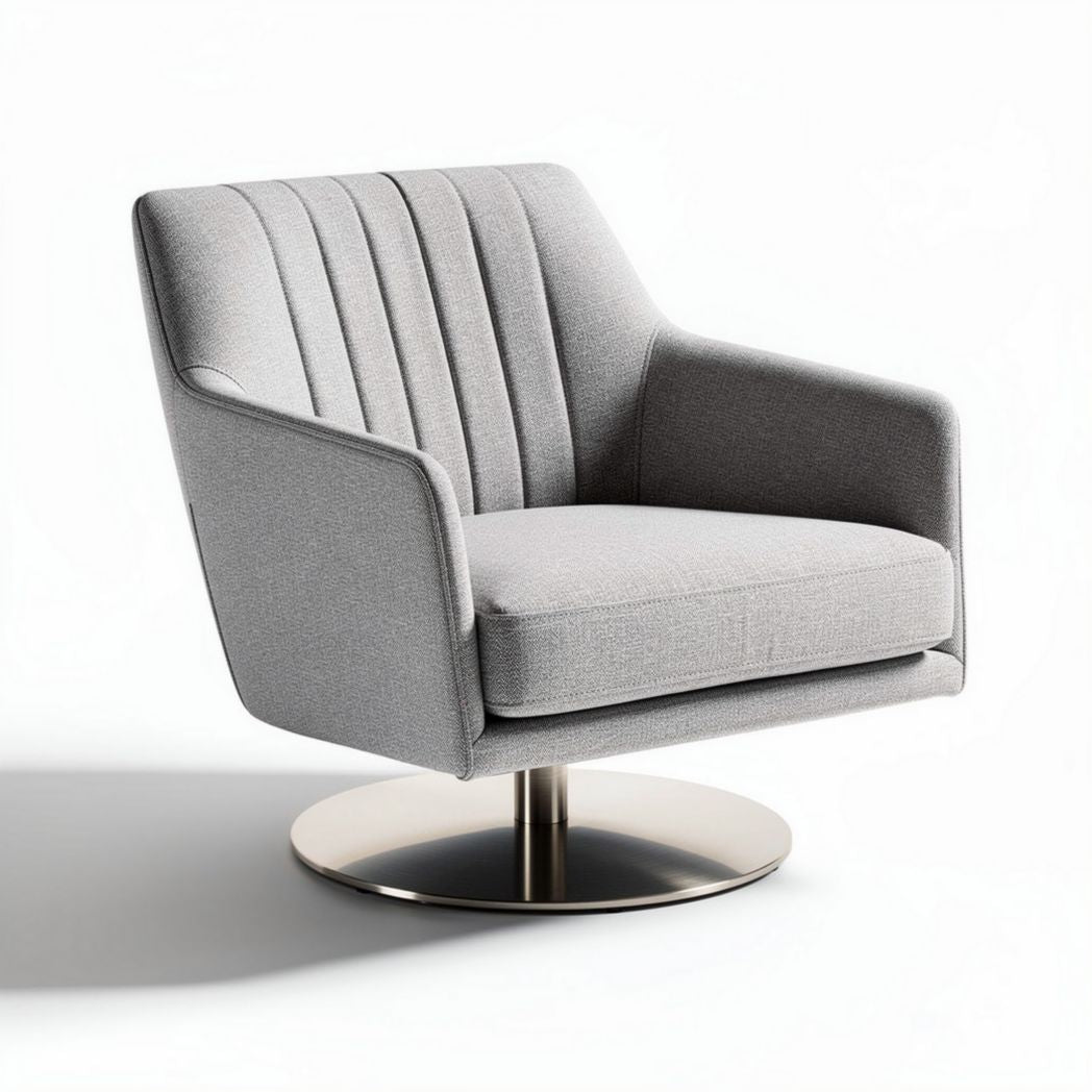 Poltrona girevole grey in tessuto con base in metallo 80 x 80 x 85cm