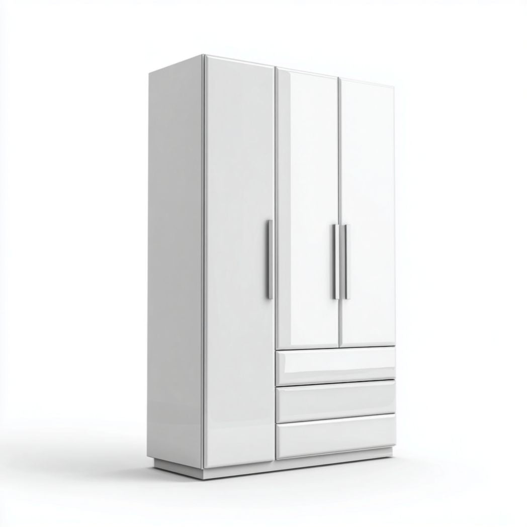 Armadio in legno e bianco con ante scorrevoli e cassetti 180 x 100 x 50cm