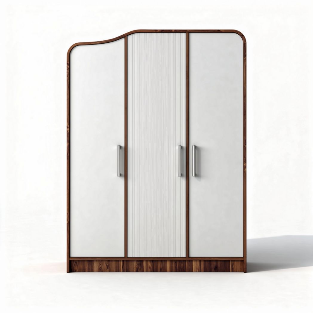 Armadio in legno con finiture bianche e dimensioni 180 x 120 x 60cm