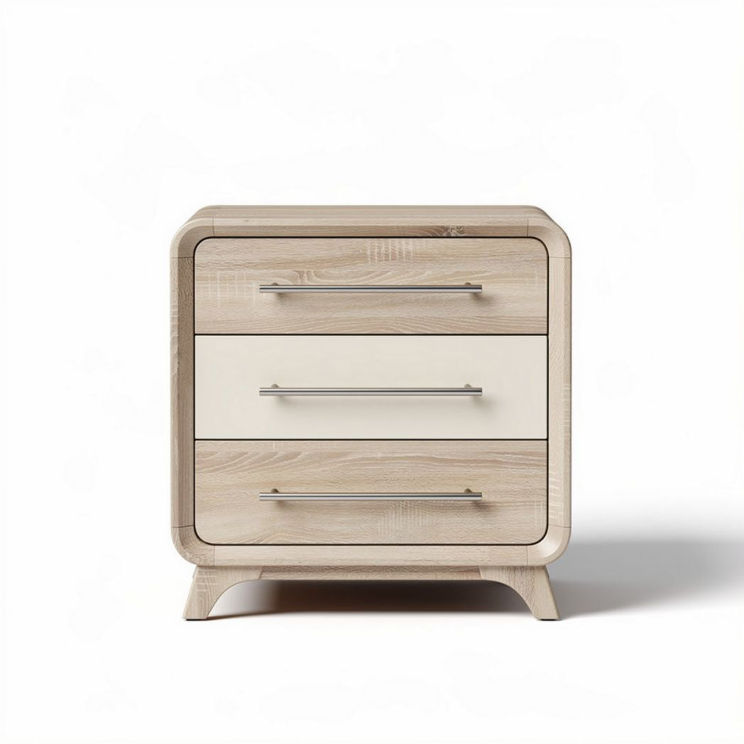 Comodino in legno con tre cassetti laccato bianco dimensioni 50 x 40 x 60cm