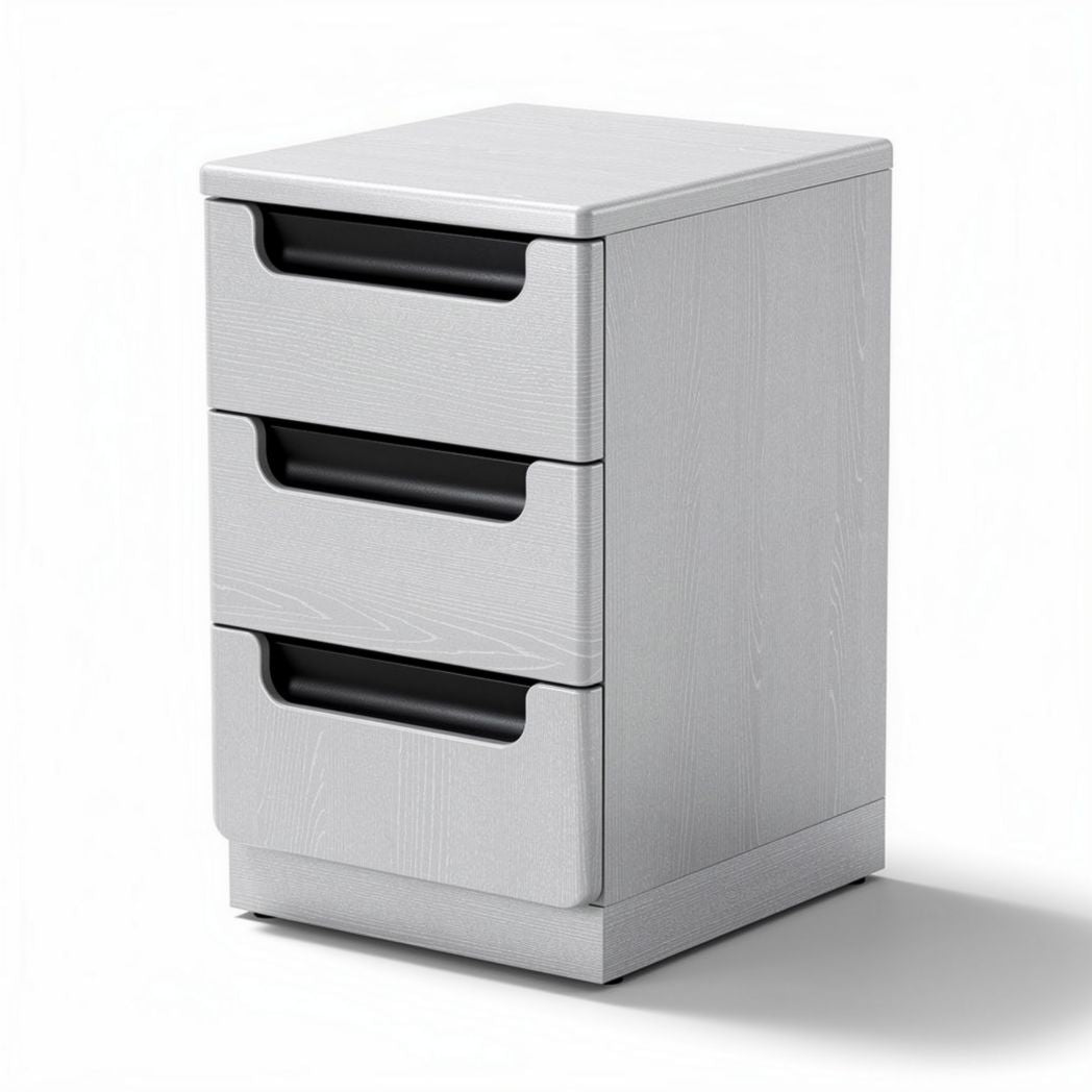Mobiletto elegante in legno con tre cassetti colore grigio 40 x 30 x 60cm